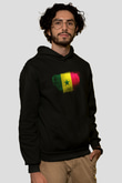 Senegal Bayrağı Baskılı Unisex Siyah Kapüşonlu Sweatshirt