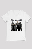 Septicflesh Baskılı Beyaz Unisex V Yaka Tişört - Tshirt