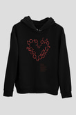 Seratonin Dopamin Bağ Yapıları Kalp Baskılı Unisex Siyah Hoodie