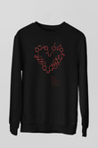 Seratonin Dopamin Bağ Yapıları Kalp Baskılı Unisex Siyah Sweatshirt