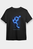 Seratonin Molekülü Neon Baskılı Unisex Siyah Tişört - Tshirt
