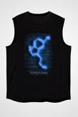 Seratonin Molekülü Neon Baskılı Unisex Kolsuz Siyah Tişört - Tshirt