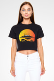 Serengeti Milli Park Siyah Crop Top Tişört