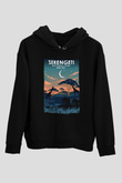 Serengeti Milli Park Siyah Unisex Hoodie