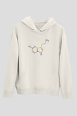Serotonin Molekülü Baskılı Unisex Ekru Hoodie