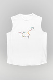 Serotonin Molekülü Baskılı Unisex Kolsuz Beyaz Tişört - Tshirt