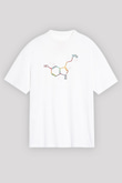 Serotonin Molekülü Baskılı Unisex Oversize Beyaz Tişört - Tshirt
