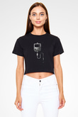 Serum Temalı Baskılı Crop Top Kadın Tİşört - Tshirt