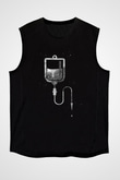 Serum Temalı Baskılı Unisex Kolsuz Siyah Tişört - Tshirt