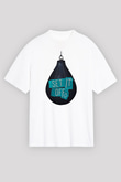 Set it off  Baskılı Beyaz Unisex Oversize Tişört - Tshirt