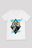 Set it off  Baskılı Beyaz Unisex V Yaka Tişört - Tshirt