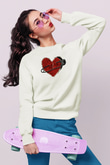 Sevgililer Günü Beyaz Unisex Sweatshirt