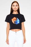 Sevgililer Günü Siyah Crop Top Tişört
