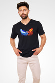 Sevgililer Günü Siyah Unisex V Yaka Tişört T-Shirt