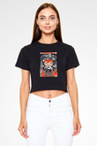 SexPistols Baskılı Siyah Kadın Crop Top Tişört