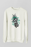 Shadowmoon Motocross Rider Baskılı Beyaz Unisex Sweatshirt
