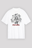 Shameless Baskılı Beyaz Unisex Oversize Tişört - Tshirt