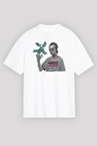 Shameless Baskılı Beyaz Unisex Oversize Tişört - Tshirt