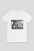 Shameless Baskılı Beyaz Unisex V Yaka Tişört - Tshirt