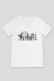 Shameless Baskılı Beyaz Unisex V Yaka Tişört - Tshirt