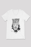 Shameless Baskılı Beyaz Unisex V Yaka Tişört - Tshirt