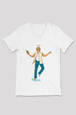 Shameless Baskılı Beyaz Unisex V Yaka Tişört - Tshirt