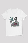 Shameless Baskılı Beyaz Unisex V Yaka Tişört - Tshirt