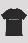Shameless Baskılı Unisex Siyah V Yaka Tişört - Tshirt