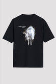 Shamrain Baskılı Unisex Siyah Oversize Tişört - Tshirt