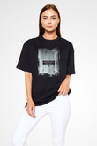 Shamrain Baskılı Unisex Siyah Oversize Tişört - Tshirt