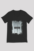 Shamrain Baskılı Unisex Siyah V Yaka Tişört - Tshirt