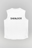 Sherlock Beyaz Unisex Kolsuz Tişört