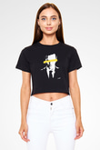 Sherlock Siyah Crop Top Tişört
