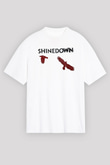 Shinedown Baskılı Beyaz Unisex Oversize Tişört - Tshirt