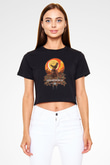 Shinedown Baskılı Siyah Crop Top Kadın Tişört - Tshirt