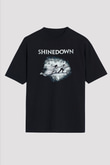 Shinedown Baskılı Unisex Siyah Oversize Tişört - Tshirt