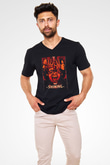 Shining Siyah Unisex V Yaka Tişört