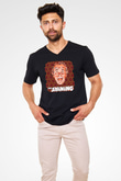 Shining Siyah Unisex V Yaka Tişört