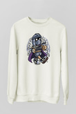 Shredder Bastard Baskılı Beyaz Unisex Sweatshirt