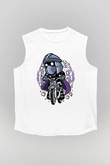 Shredder Biker Baskılı Beyaz Unisex Kolsuz Tişört