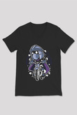 Shredder Biker Baskılı Siyah Unisex V Yaka Tişört