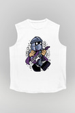 Shredder Rocker Baskılı Beyaz Unisex Kolsuz Tişört