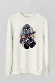 Shredder Rocker Baskılı Beyaz Unisex Sweatshirt