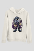 Shredder Rockstar Baskılı Beyaz Unisex Hoodie