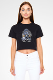 Shredder Street Bastard Baskılı Siyah Kadın Crop Top Tişört
