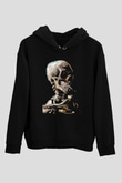 Sigara İçen İskeletSiyah  Unisex Hoodie