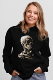 Sigara İçen İskeletSiyah  Unisex Hoodie