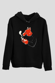 Sigara İçen TilkiSiyah  Unisex Hoodie