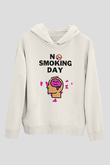 Sigarayı Bırakma Günü Baskılı Beyaz Unisex Kapüşonlu Sweatshirt