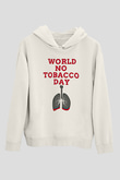 Sigarayı Bırakma Günü Baskılı Beyaz Unisex Kapüşonlu Sweatshirt